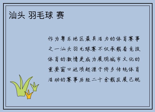 汕头 羽毛球 赛